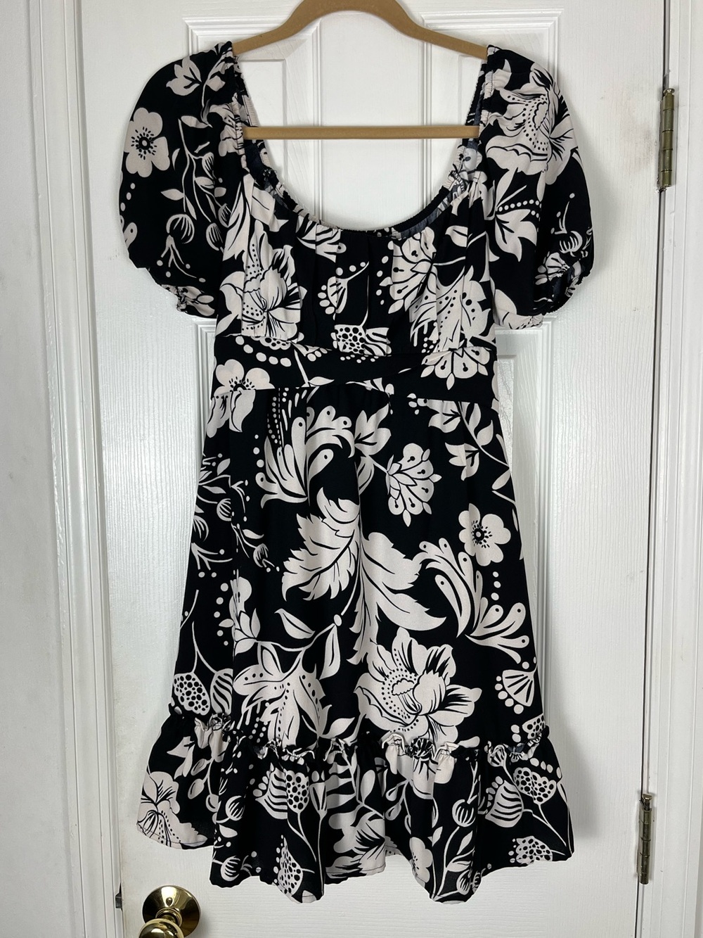 Blu Pepper Floral Babydoll Above Knee Dress Sz L Boho Festival